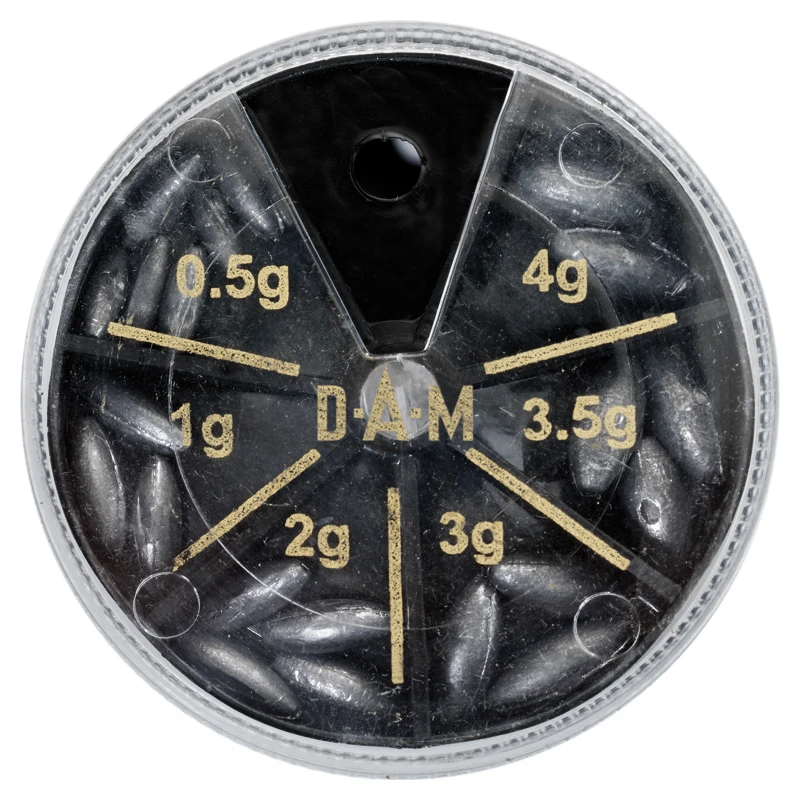 DAM Lead Assortment 80g - Olive W.Hole 3 DAM Lead Assortment 80g - Olive W.Hole