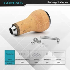Gomexus Handle Knob Cork For Spinning Reel - Cork/Silver -Fanggerätelager CA27TNBK 4
