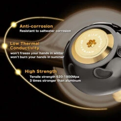 Gomexus 90mm Aluminium Power Handle With 45mm Titanium Knob - Black & Gold -Fanggerätelager LYS90TB45BKGD 5